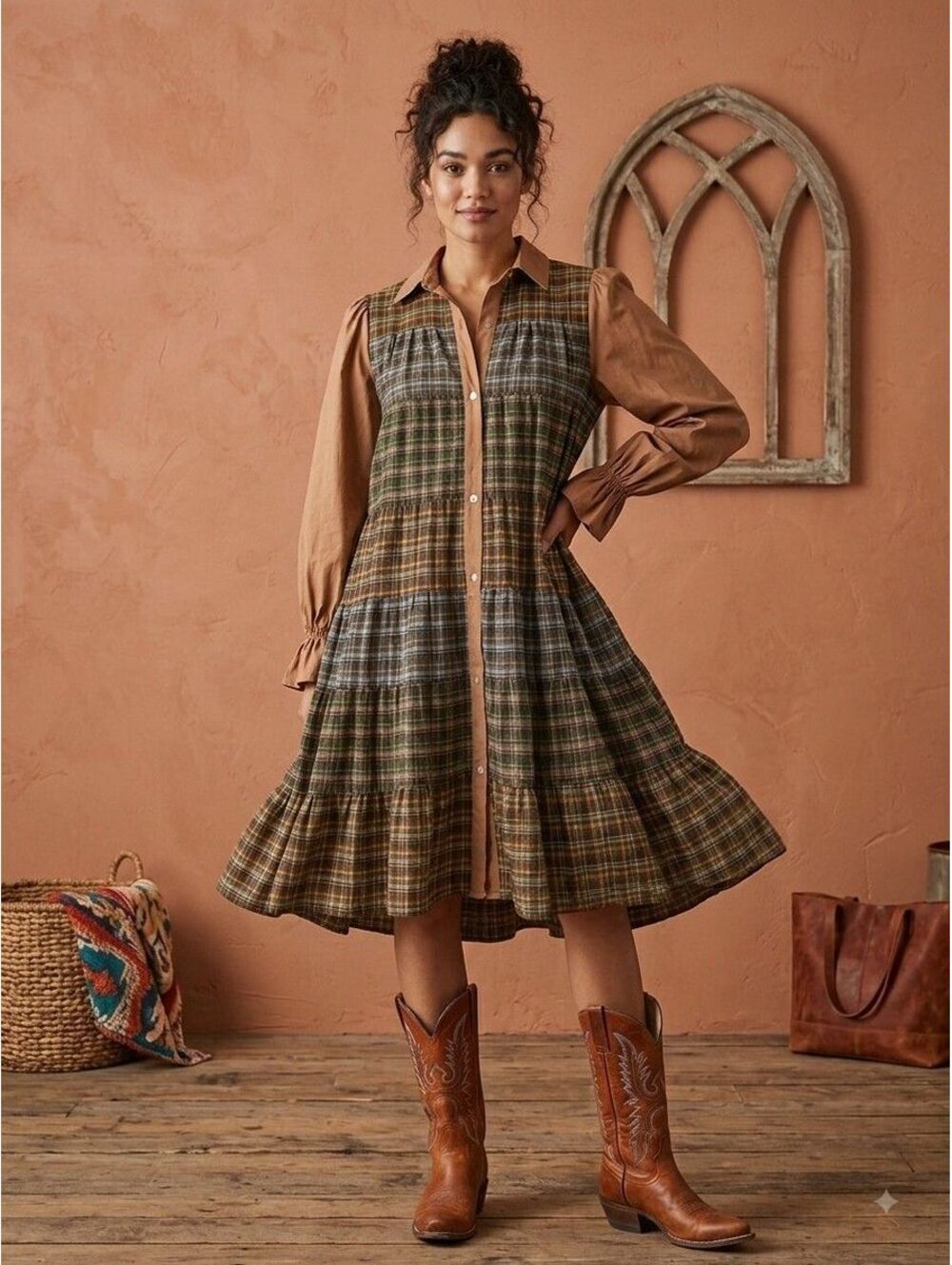 Catching Feelings Flannel Dress by Fantastic Fawn